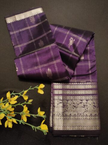 Purple Saree with Silver Zari