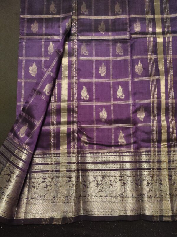 Purple Saree with Silver Zari