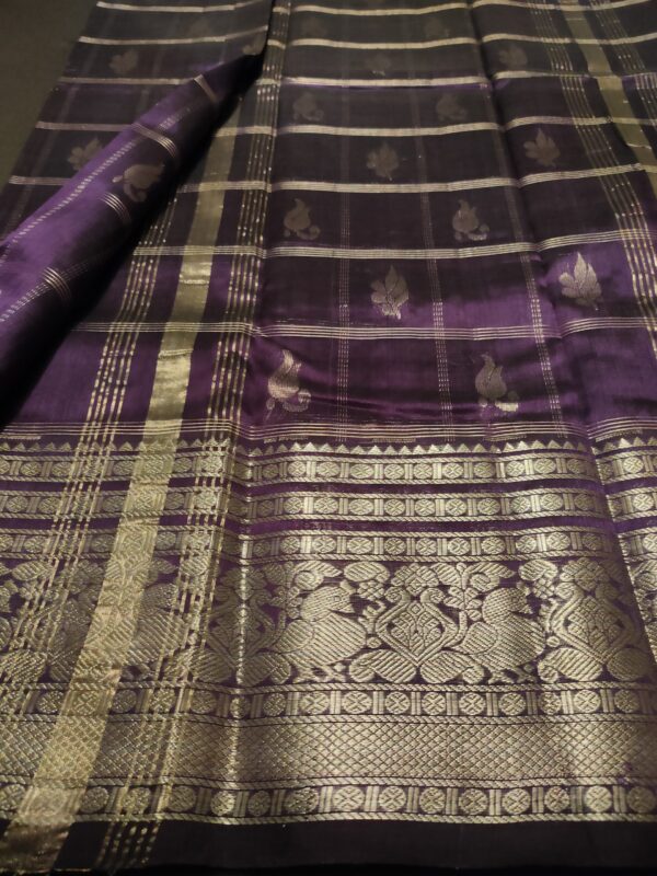 Purple Saree with Silver Zari