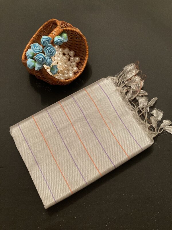 Silver Saree with Contrast Blouse