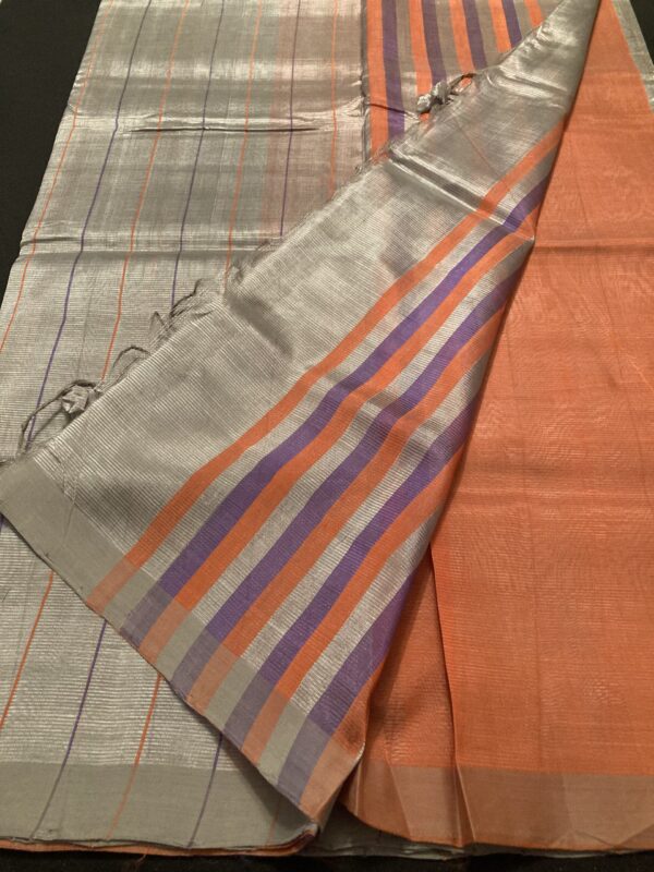 Silver Saree with Contrast Blouse